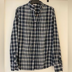 J. Crew Holiday Plaid Tartan Button-down Blue Green Shirt Top- Size Medium